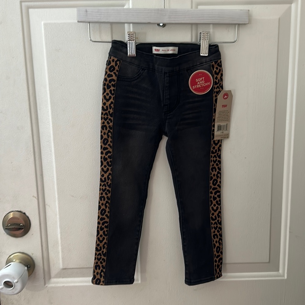 LEVI'S GIRLS PULL-ON JEGGING: BLACK/LEOPARD: NWT: SZ 4 REGULAR